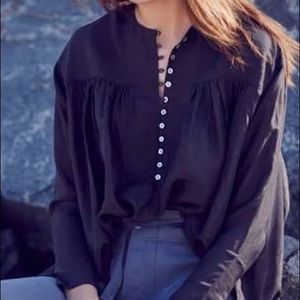 Free People Alive to Tell Black Popover Top Size L